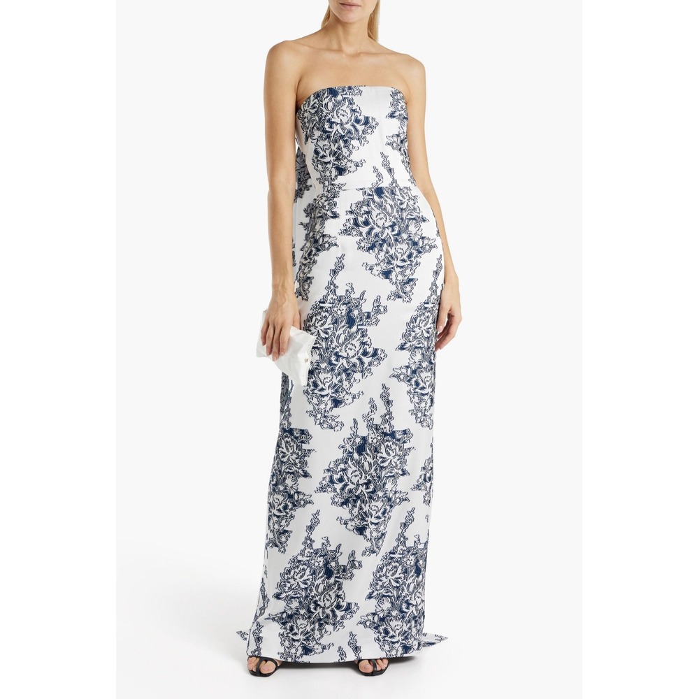 Oscar de la Renta Floral Fil Coupe Silk Column Dress Size 10 $6990
Jacquard Navy